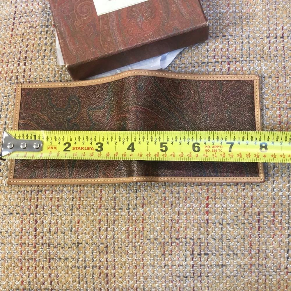 ETRO Milano Red Paisley NIB Coated Canvas Vachetta Bifold Wallet